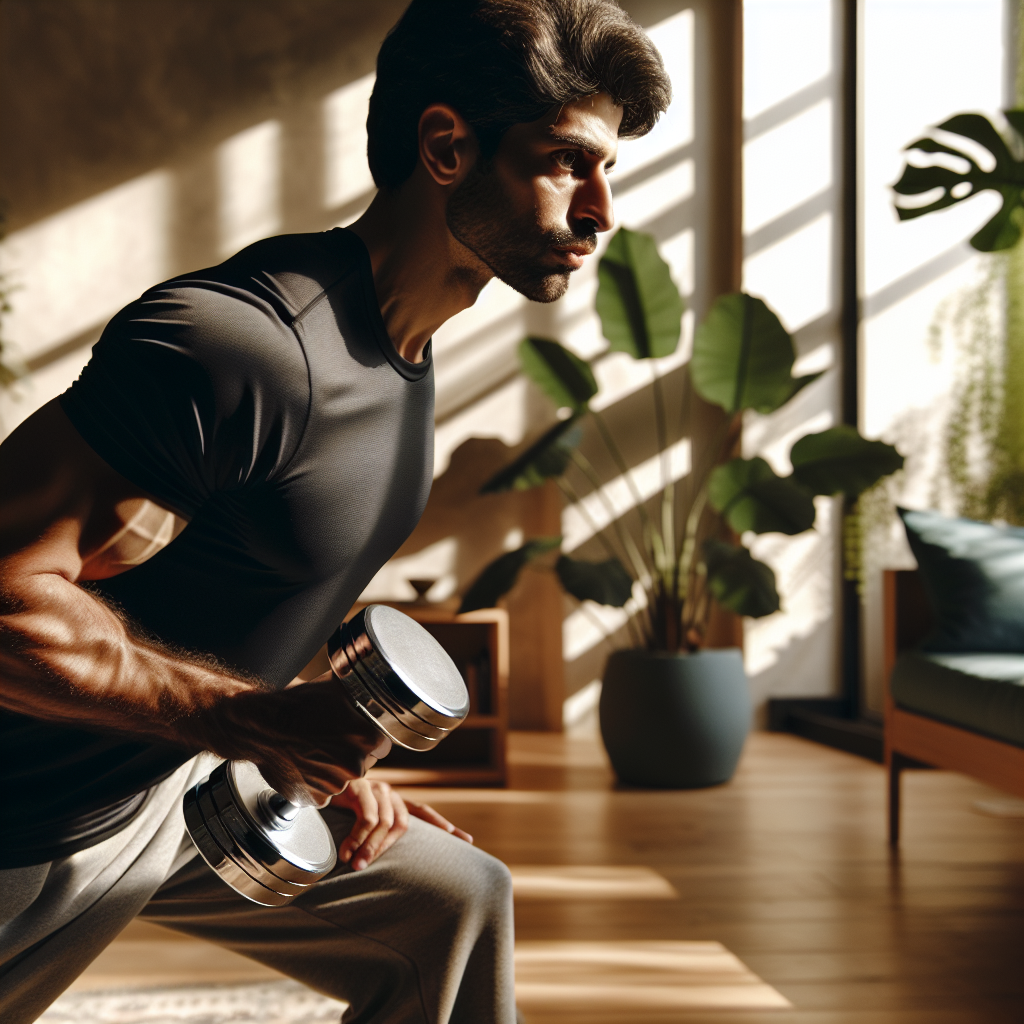 a person performing a dumbbell workout at home